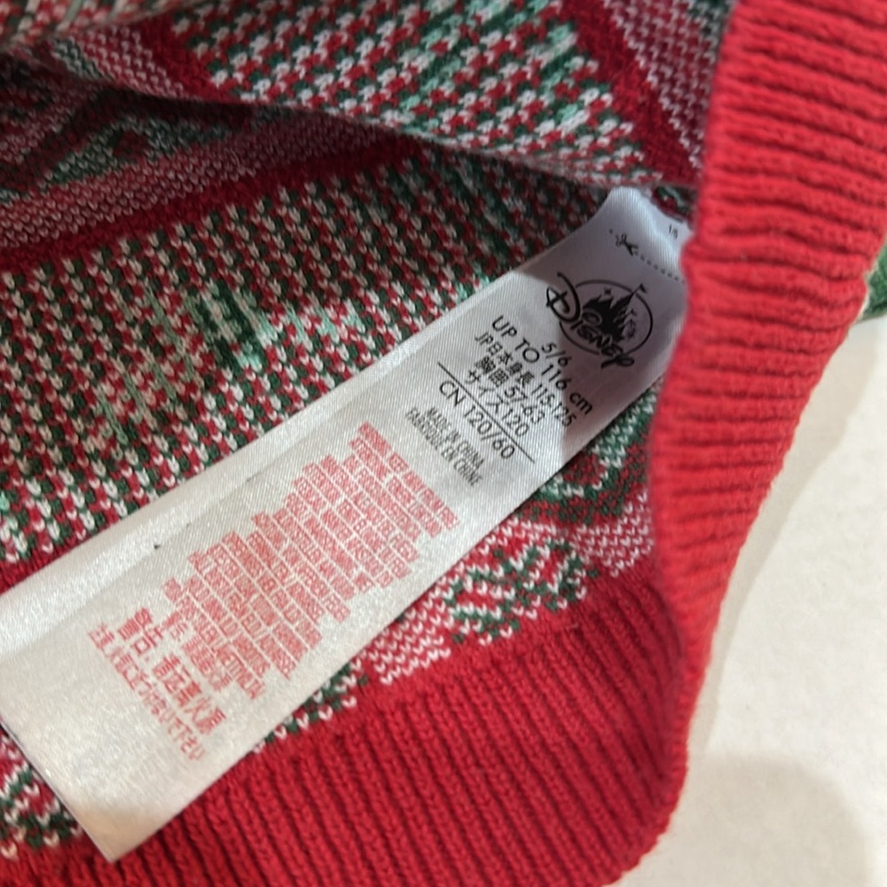 Disney Kids Red and Green Family Holiday Sweater Size 5 - Picture 5 of 10